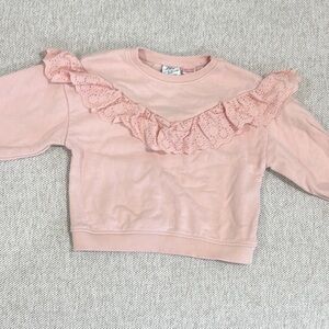 Zara Pink Ruffled Sweatshirt with Frilly Accents